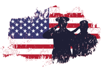 Saluting with America Flag behind | Adams Tireworx